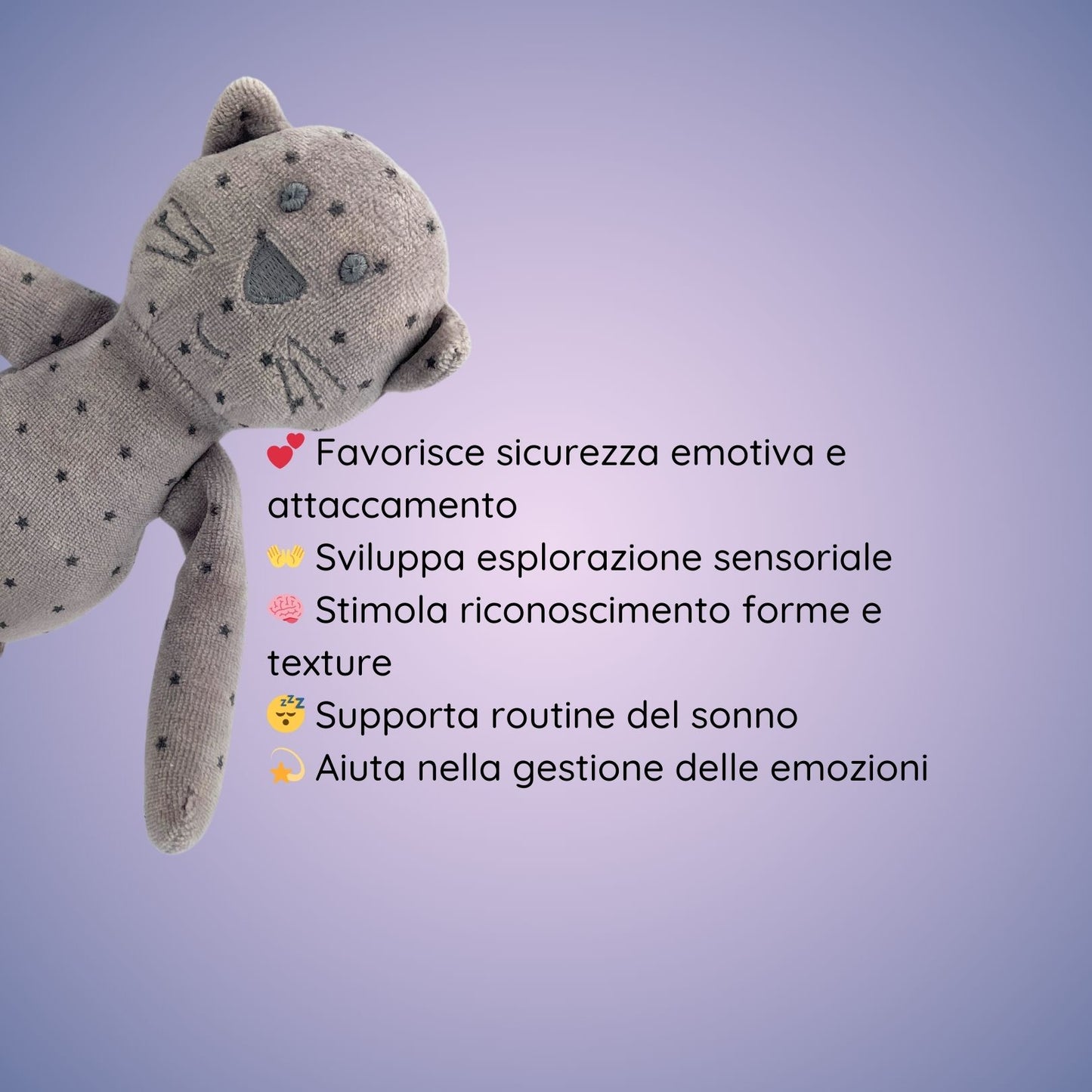 Doudou Gatto Stelle - Peluche in Velluto 0m+
