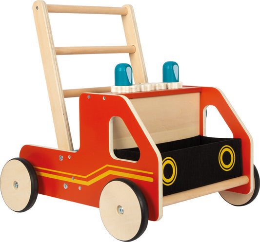 Carrello Primi Passi Vigili del Fuoco - Gioco di Movimento in Legno 12m+