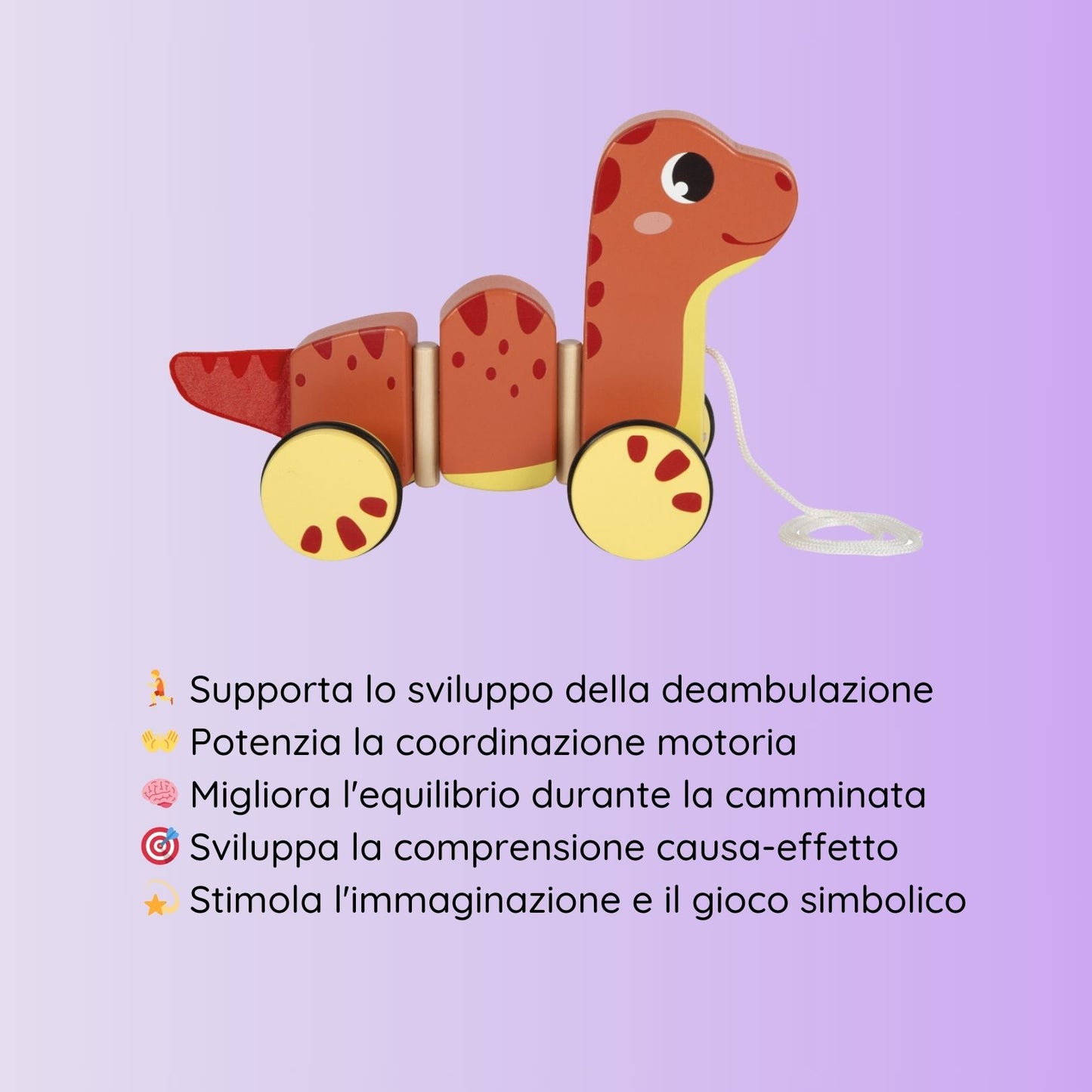 Dinosauro Trainabile - Gioco di Movimento in Legno 12m+
