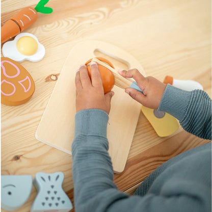 Wooden Cutting Board with Knife and Food - Non-Toxic Water Colors